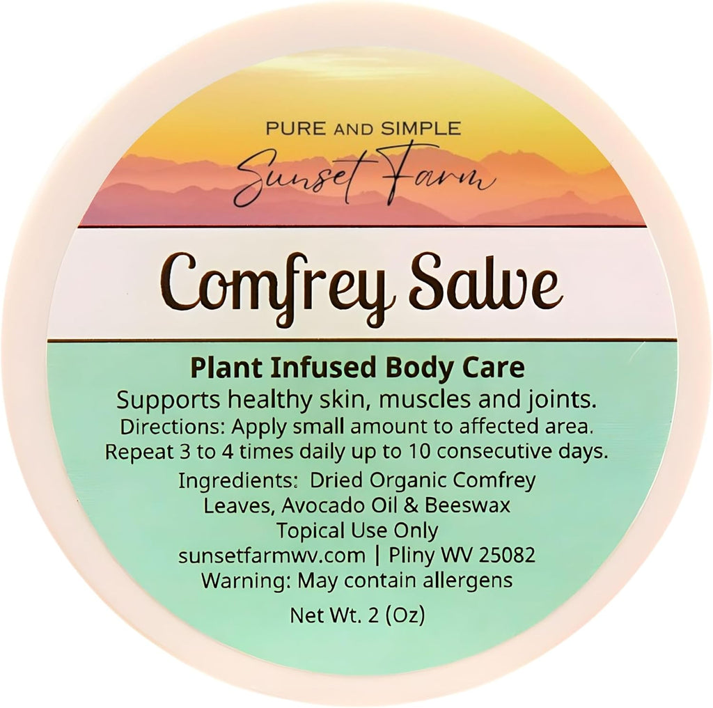 Comfrey Salve | Organic, Non-GMO, Small-Batch Herbal Balm | Family Made in WV | 2 oz Jar