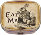 Eat Me Rabbit Wonderland Brass Rectangle Pill Box
