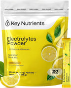 KEY NUTRIENTS Electrolytes Powder Packets - Multivitamin Lemonade 20 Pack Hydration Packets - Travel Hydration Powder - Improved Refreshing Taste - Made in USA - No Sugar, No Calories, Gluten Free