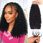 20Inch 100g Burmese Curly Feather Crochet Human Hair Knotless Pre-Separated Feather Human Hair Crochet Bundles 12A Lightweight Reusable Remy Hair Extensions for Black Women Natural Black Color
