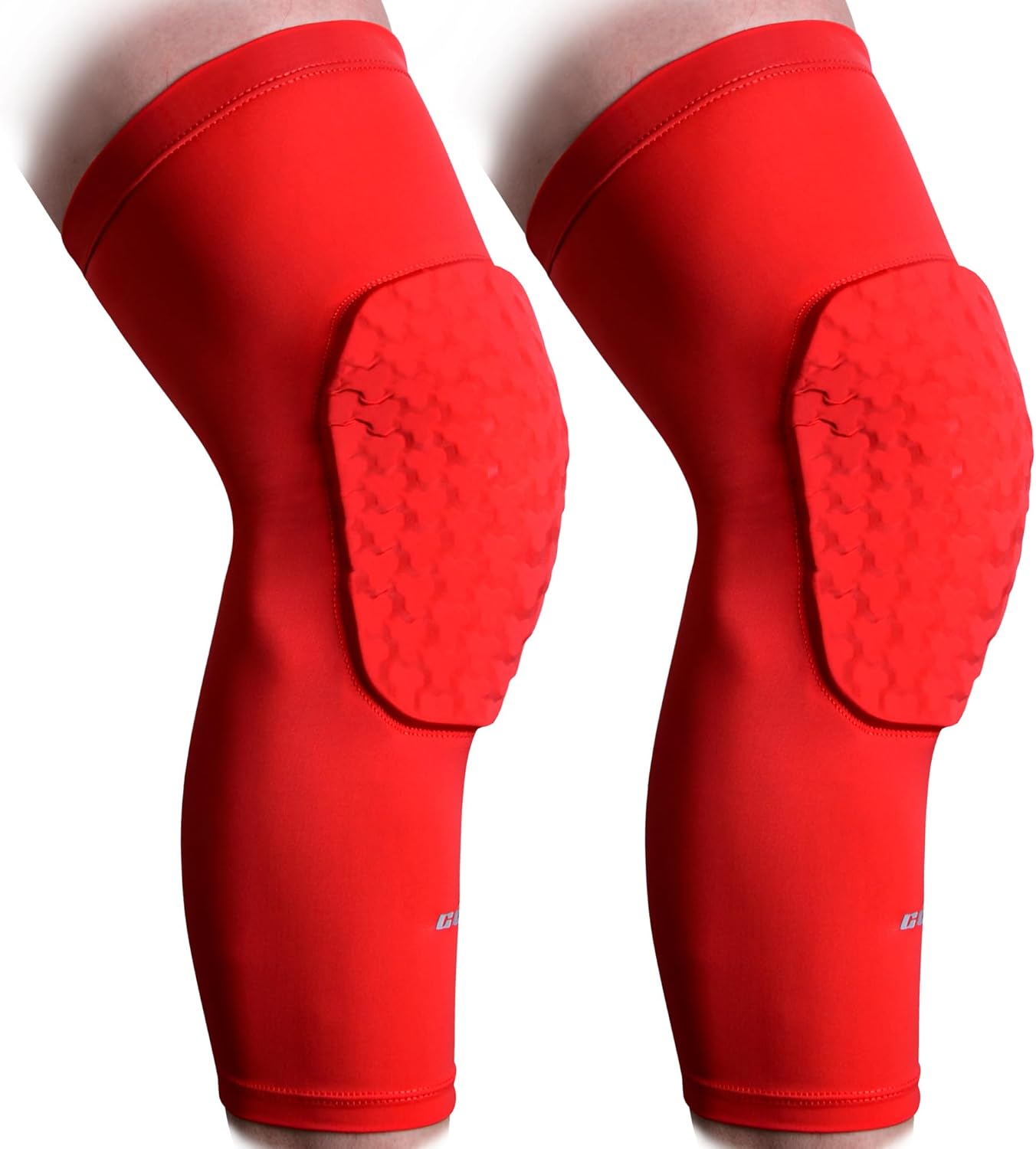 COOLOMG Basketball Knee Pads Compression Leg Sleeves for Volleyball Football Weightlifting Red M