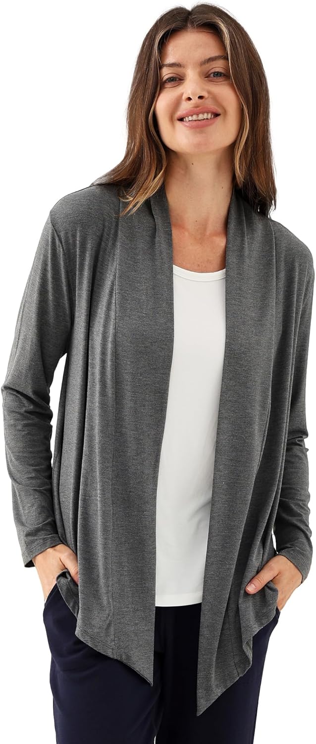 GYS Women's Cardigans Bamboo Viscose Second-Skin Softness All-Day Drape Long Sleeve Open Front Versatile Loose Outwear