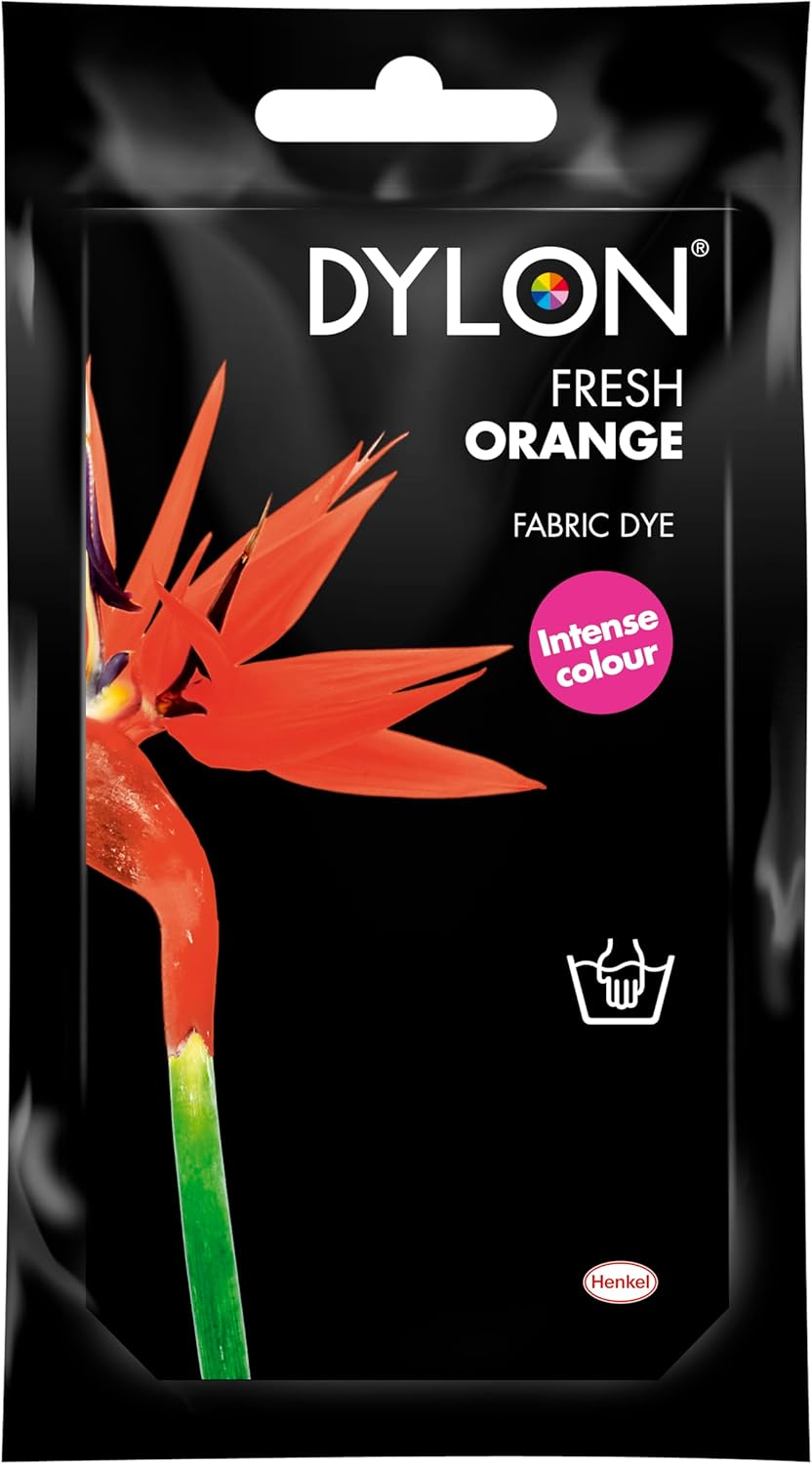 Dylon Hand Fabric Dye Sachet for Clothes & Soft Furnishings, Fresh Orange, 50g