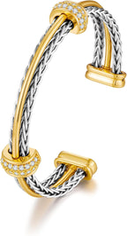 LILIE&WHITE Gold And Silver Bracelets For Women With Braided Design Chic Gold Bangle Statement Bracelet Cuff Bracelets Fashion Jewelry