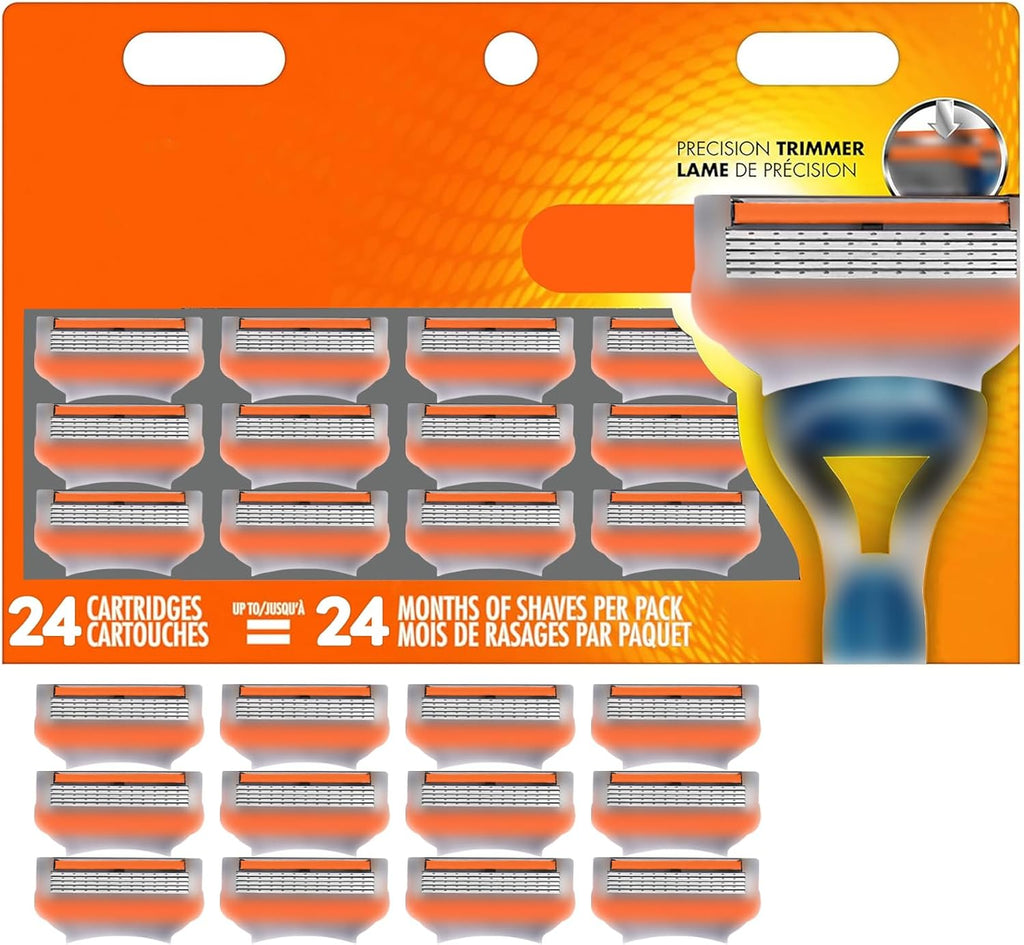 24Pcs Premium Razor Blades for Men compatible gillette fusion 5 blades refills -5-Layer Stainless Steel Refills Compatible with Fusion 5 Style Razors,Smooth Shaving Replacement Cartridges Value Pac