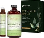 Gardenia Essential Oil (4 fl.oz Bottle + 0.34 fl.oz Roll-On) — Gardenia Oils for Aromatherapy, Diffusers, Humidifiers, Home fragrances, DIY Skincare, Candle, Soap Making, Relaxation,