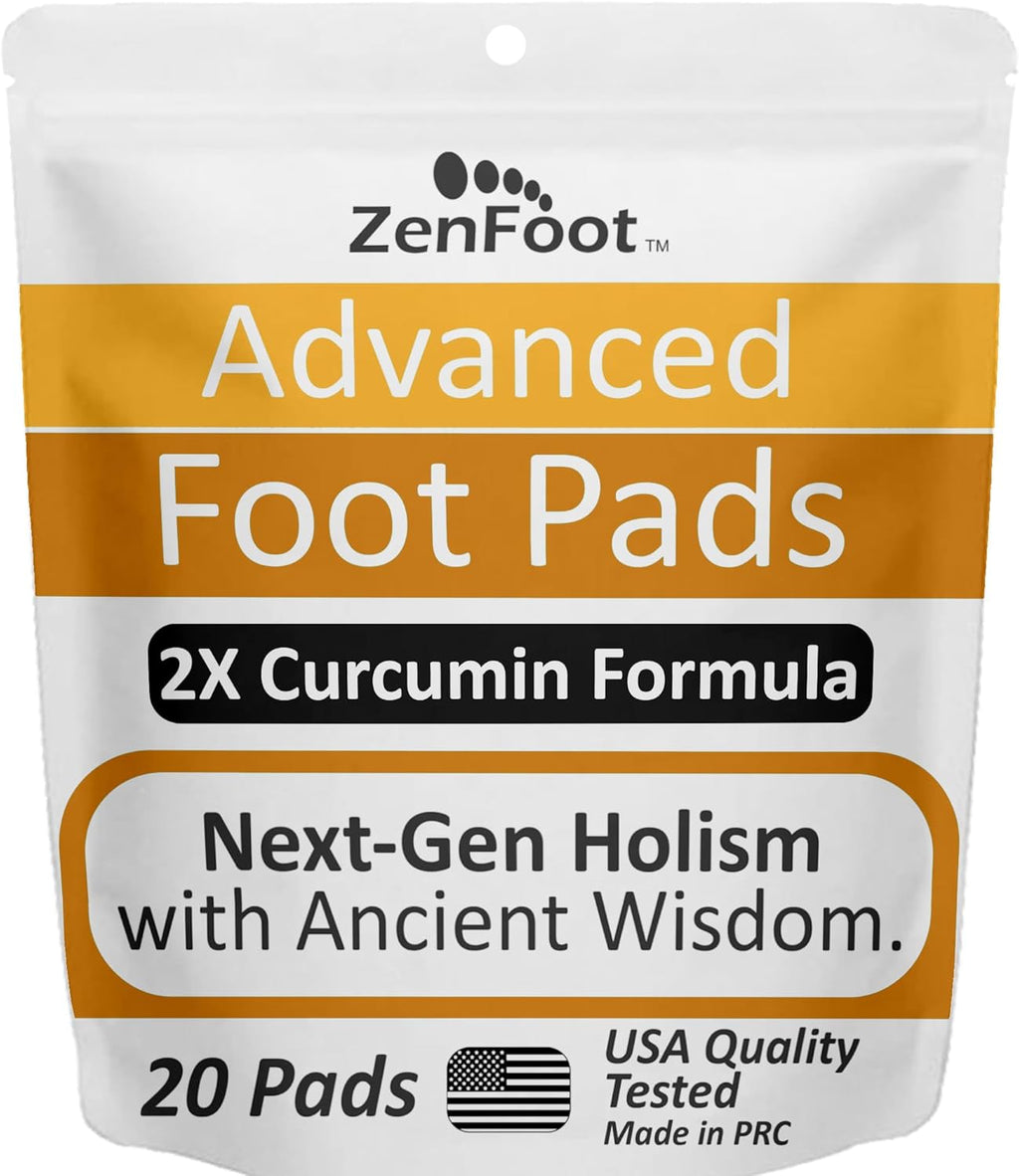 Advanced Foot Pads with Turmeric Curcuminoids, Zeolite & Ginger, 20 Foot Patches, Premium & All-Natural Complex