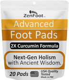 Advanced Foot Pads with Turmeric Curcuminoids, Zeolite & Ginger, 20 Foot Patches, Premium & All-Natural Complex