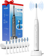 Onlyone Ultrasonic Electric Toothbrush for Adults, Rechargeable Electric Toothbrush with 8 Brush Heads, Travel Case, Charging Base & Wireless Charging - 5 Modes with Smart Timer