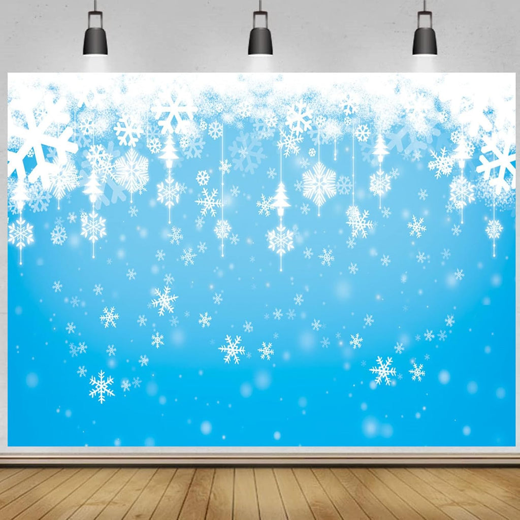 PHOGARY Snowflakes Backdrop, Winter Wonderland Backdrop Photoshoot, Snowflake Frozen Birthday Party Decorations for Winter Background Snow Photography Backdrop