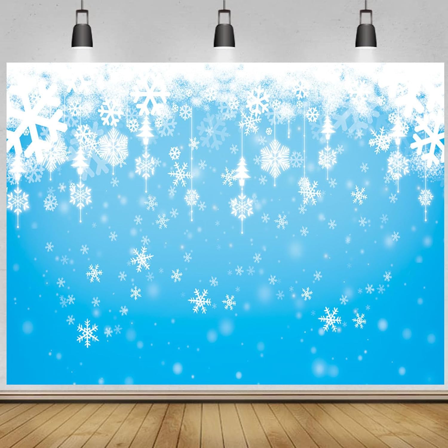 PHOGARY Snowflakes Backdrop, Winter Wonderland Backdrop Photoshoot, Snowflake Frozen Birthday Party Decorations for Winter Background Snow Photography Backdrop