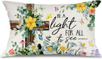 GEEORY Daffodil Eucalyptus Cross Pillow Cover 12x20 Inch - Farmhouse Spring Decor for Couch, Sofa, Bedroom Living Room
