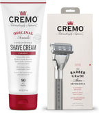 Cremo Barber Grade Original Shave Cream and Refillable Razor System - Shaving Kit for Men, Fights Nicks, Cuts and Razor Burn, 6 Fl Oz
