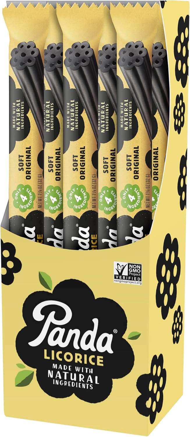 Panda ® | Natural Soft Original Licorice | Pure Panda Black Licorice Candy Made with Only Four Natural Ingredients | Non-GMO Project verified | Vegan & Fat Free | 32 Gr - 1,125 OZ x 20 Bars Pack