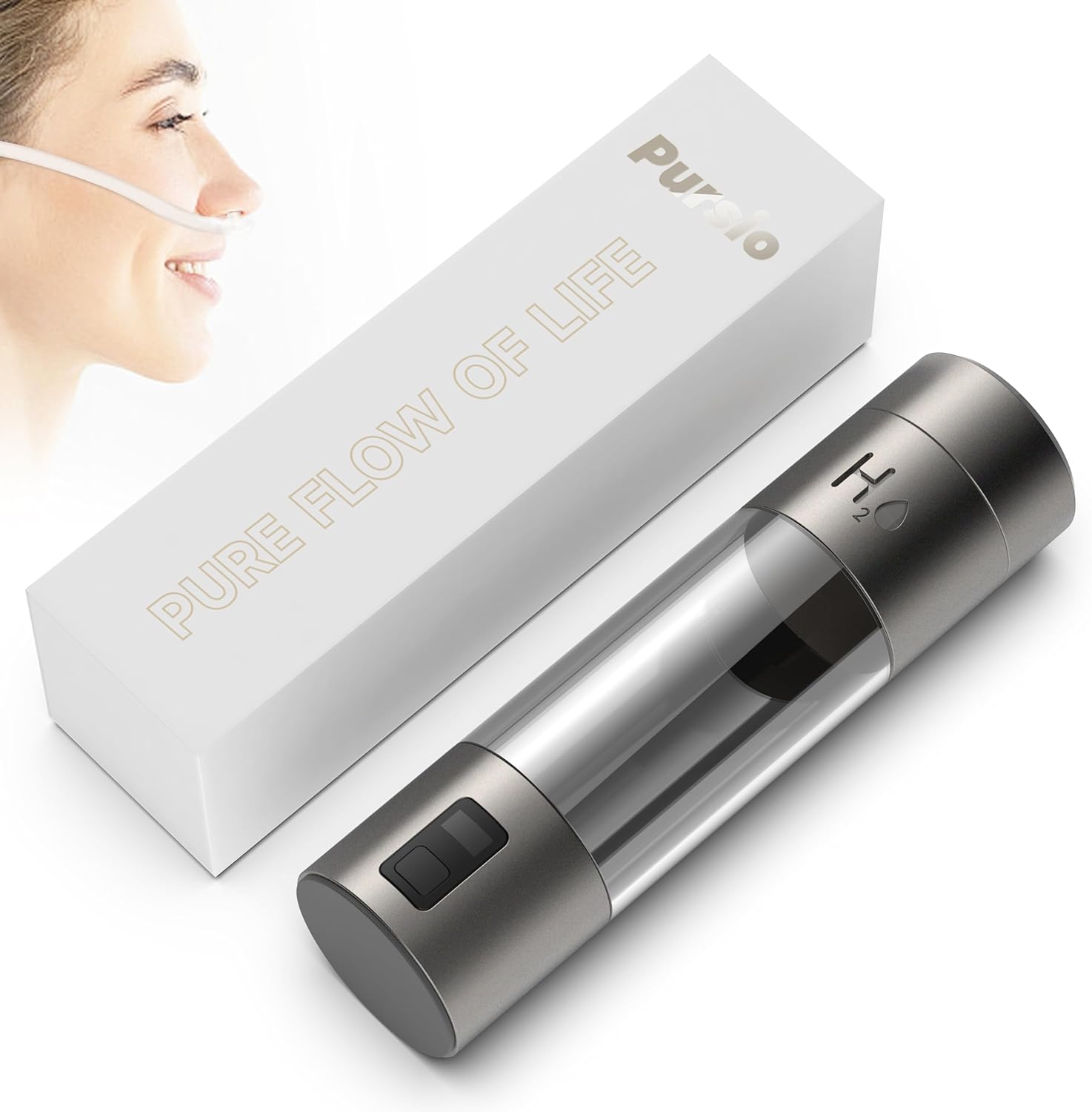Hydrogen Water Bottle Generator Inhaler with Nasal Tube, Ultra-High ppb 5000-7000, Premium Metal Body BPA-Free Long Battery Life