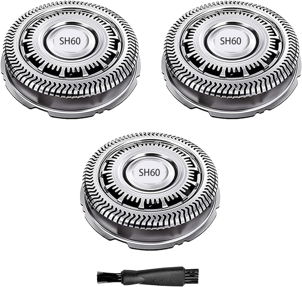 SH60 Replacement Blades Compatible with Philips Norelco Series 6000, SH60 Replacement Shaver Heads Compatible with Philips Razors S6880/81 S6850/85 S6810/82 Etc Modesl (3 pack)