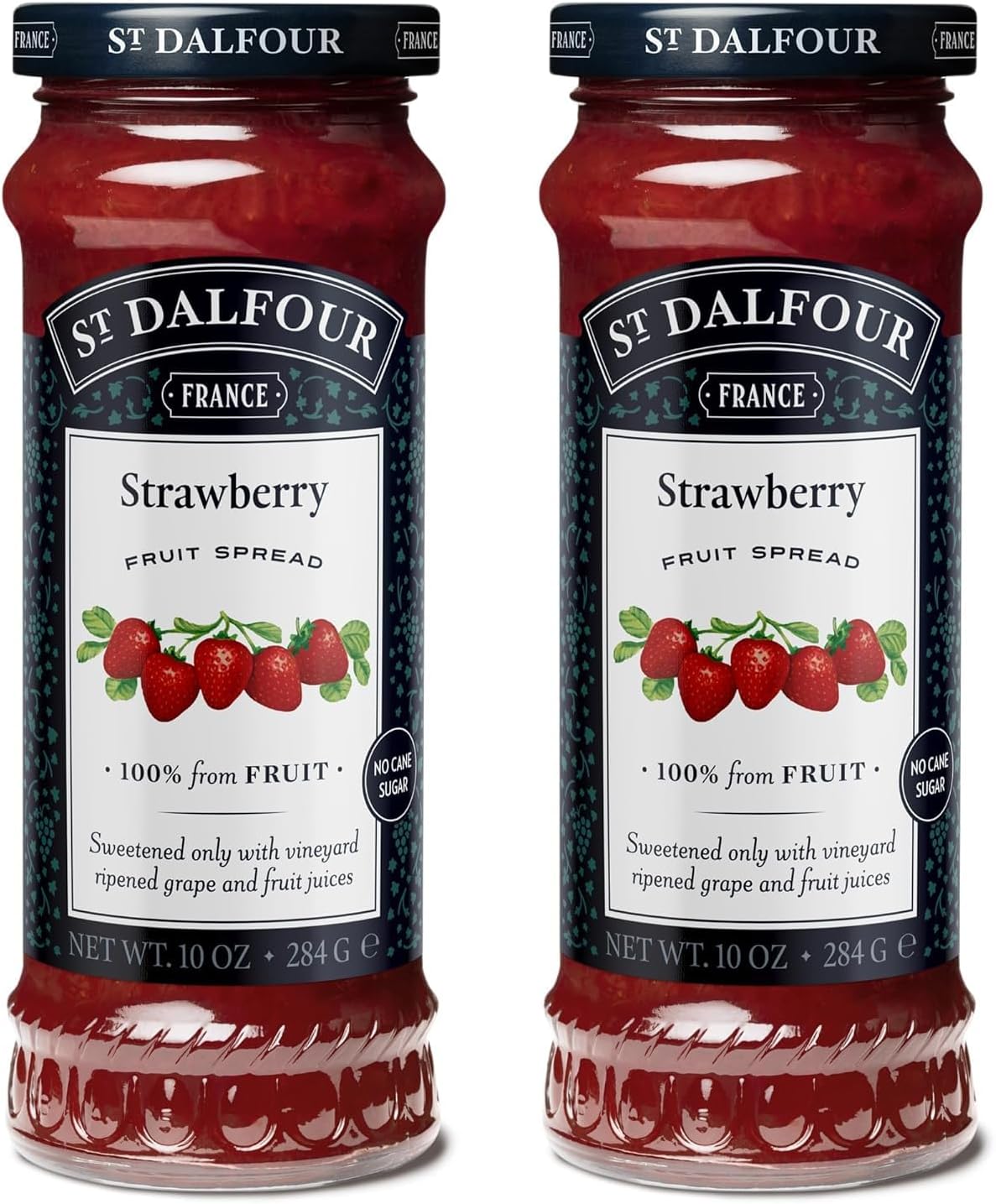 St. Dalfour Strawberry Fruit Spread - 10oz - 100% from Fruit, No Artificial Ingredients, Non-GMO, No Cane Sugars, All Natural - Pack of 2