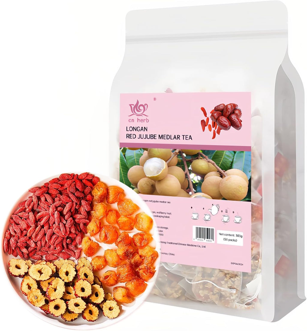 cn herb Longan Wolfberry Jujube Tea 300g/50 Bags Longan Jujube Medlar Tea Triangle Bag.