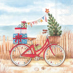IHR Ideal Home Winter Holiday 3-Ply Paper Napkins, 20-Count, 6.5" x 6.5", Christmas at the Seaside