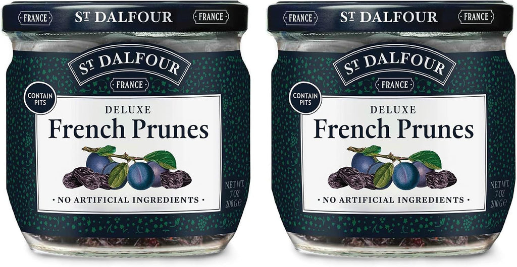 St. Dalfour Deluxe French Prunes - 7oz - All Natural, No Preservatives or Artificial Ingredients - Made in France - Pack of 2