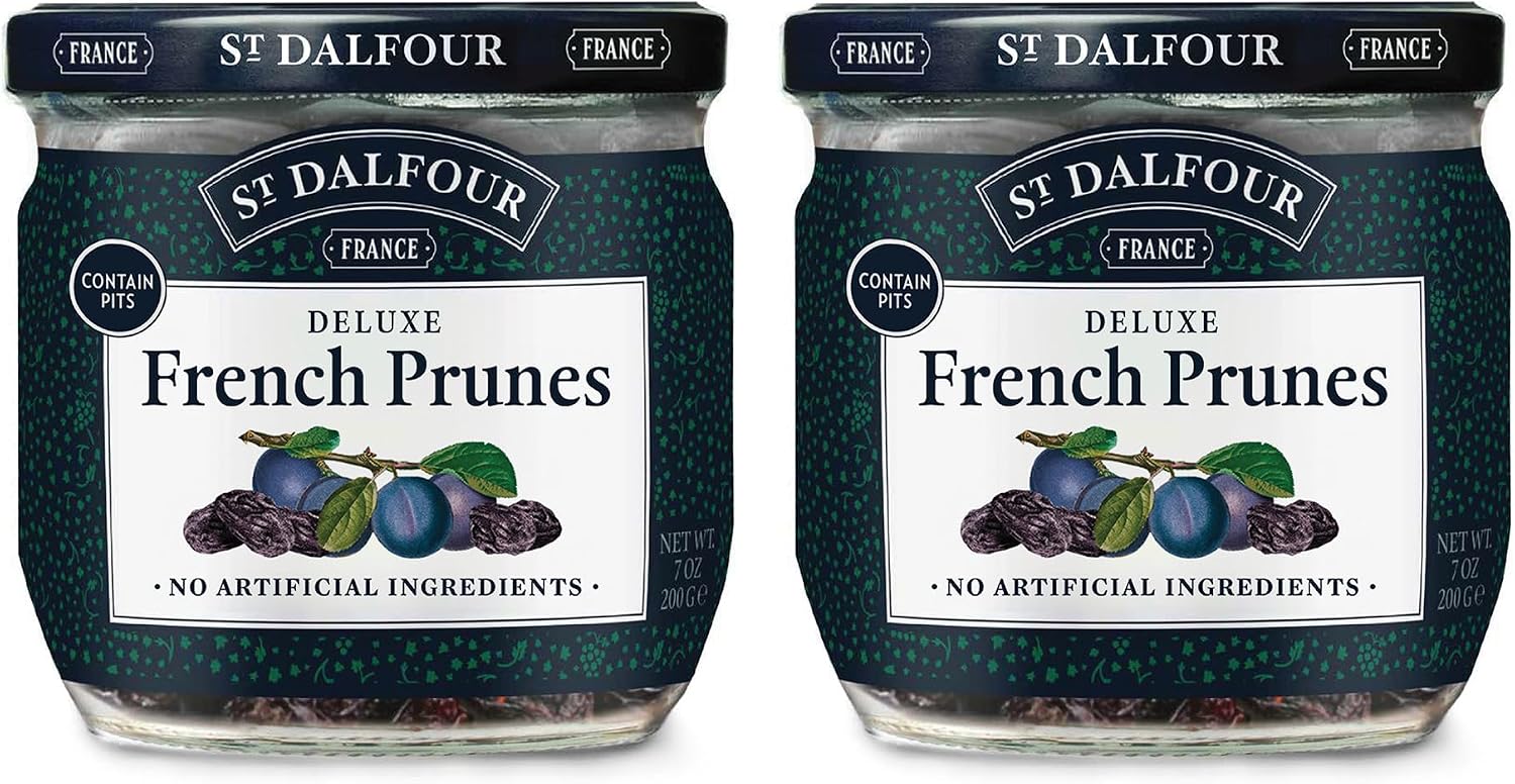 St. Dalfour Deluxe French Prunes - 7oz - All Natural, No Preservatives or Artificial Ingredients - Made in France - Pack of 2