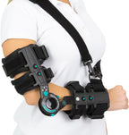 Vive Hinged Elbow Brace (Fits Right) - Range of Motion Support Sling Stabilizer for Dislocated Arm - ROM Adjustable Splint & Shoulder Strap - Post Tendon Injury & Surgery Pain Relief Recovery