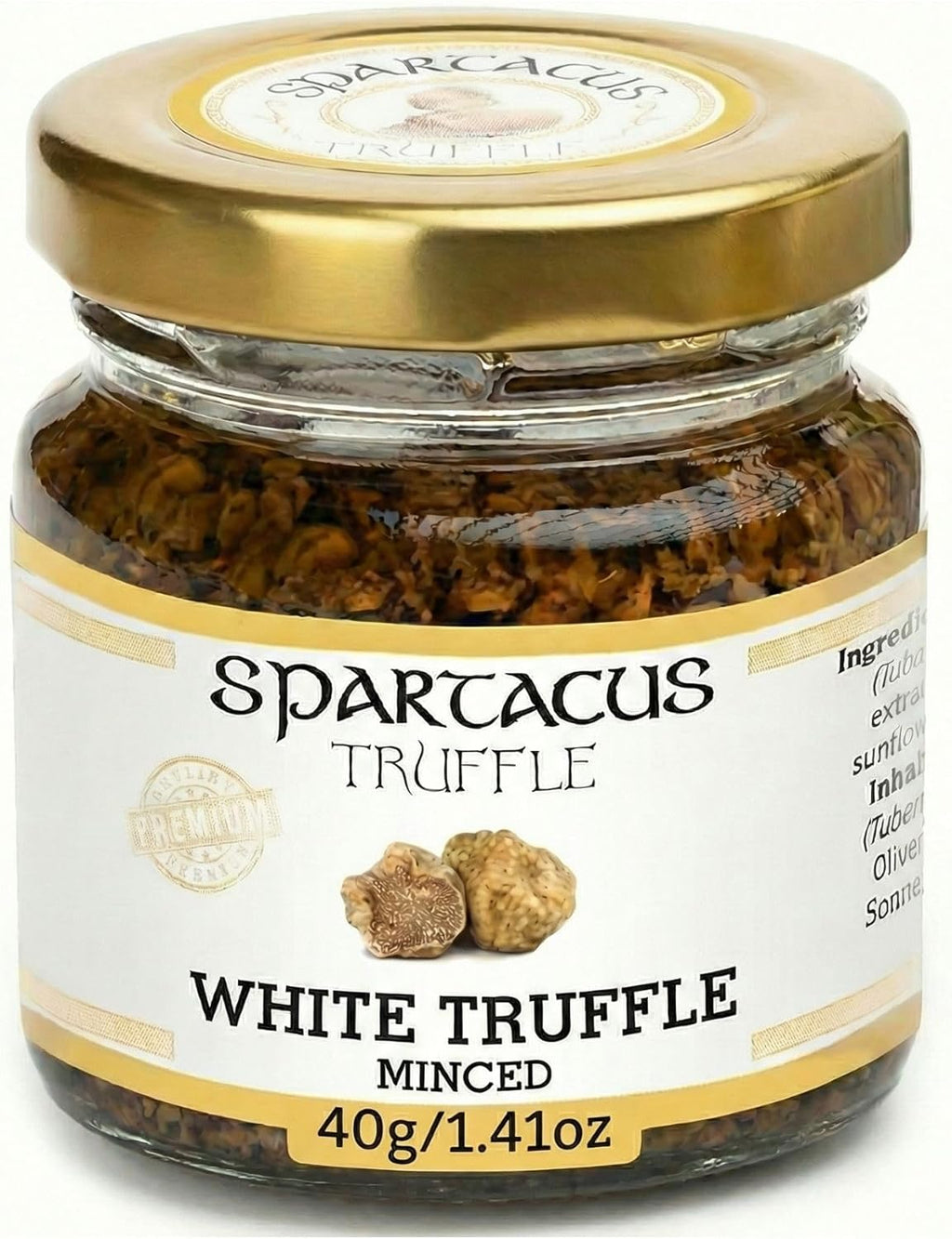 Spartacus White Truffle, Chopped, Preserved in Extra Virgin Olive Oil, The Perfect Gourmet Seasoning for Pizza, Pasta, Salads, Potatoes (1.41 oz)