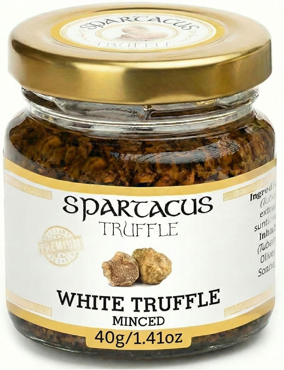 Spartacus White Truffle, Chopped, Preserved in Extra Virgin Olive Oil, The Perfect Gourmet Seasoning for Pizza, Pasta, Salads, Potatoes (1.41 oz)
