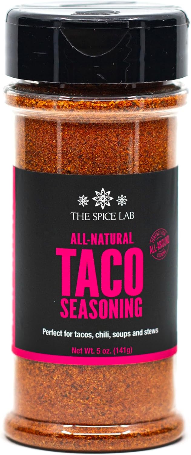 The Spice Lab Taco Seasoning - All Natural, Gluten Free Taco Seasoning Mix - 4.5 oz Shaker - Perfect Non GMO - Spicy Mexican & Fajita Mix - 7051