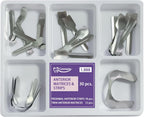 30 Piece Dental Anterior Matrix Kit with Proximal Strips and Twin Anterior Matrices - 0.035mm Thickness Soft Stainless Steel Bands Double-Side Sectional Contoured Design for Front Teeth Restorations
