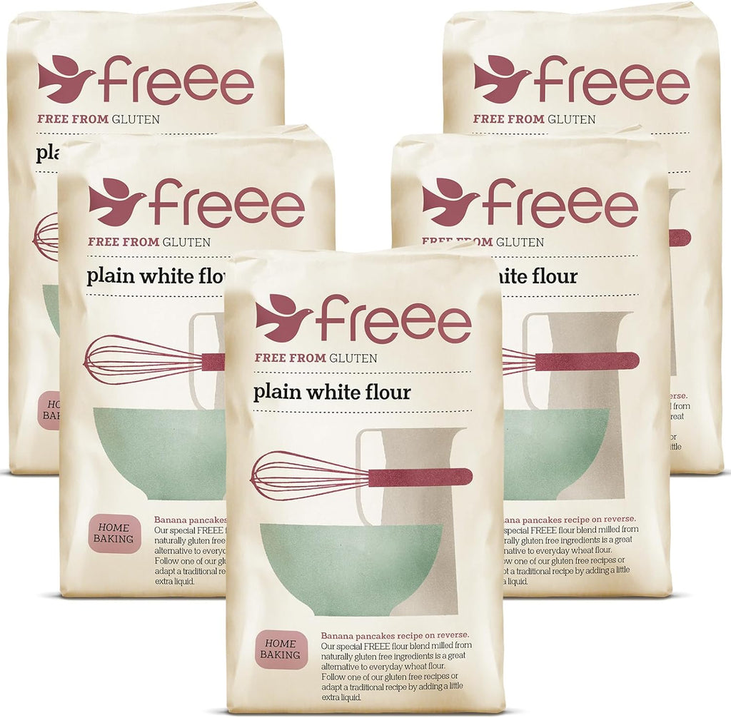freee Plain White Flour Bag 2.2 lb / 1 kg (Pack of 5) | Gluten Free All-Purpose Flour Blend for Baking Bread, Cakes, Pastries & Cookies | Vegan, Kosher, Halal Certified | Imported from UK