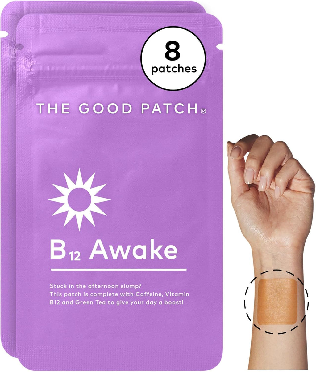 The Good Patch B12 Awake Patch, Caffeine, B12 and Green Tea Extract, Natural Plant Powered Wearable Wellness, Helps to Promote Energy (8 Total Patches)