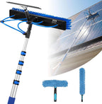 VEVOR Solar Panel Cleaning Kit, 15 ft, Water Fed Pole Kit with Cleaning Brush, Squeegee, Soap Dispenser, Extendable Aluminum Telescopic Pole, 180° Rotatable Brush Head, for Roof Mounted Solar Panels