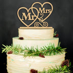 Mr and Mrs Cake Toppers Heart Rustic Wood Wedding Aniversary Party Engagement Decoration