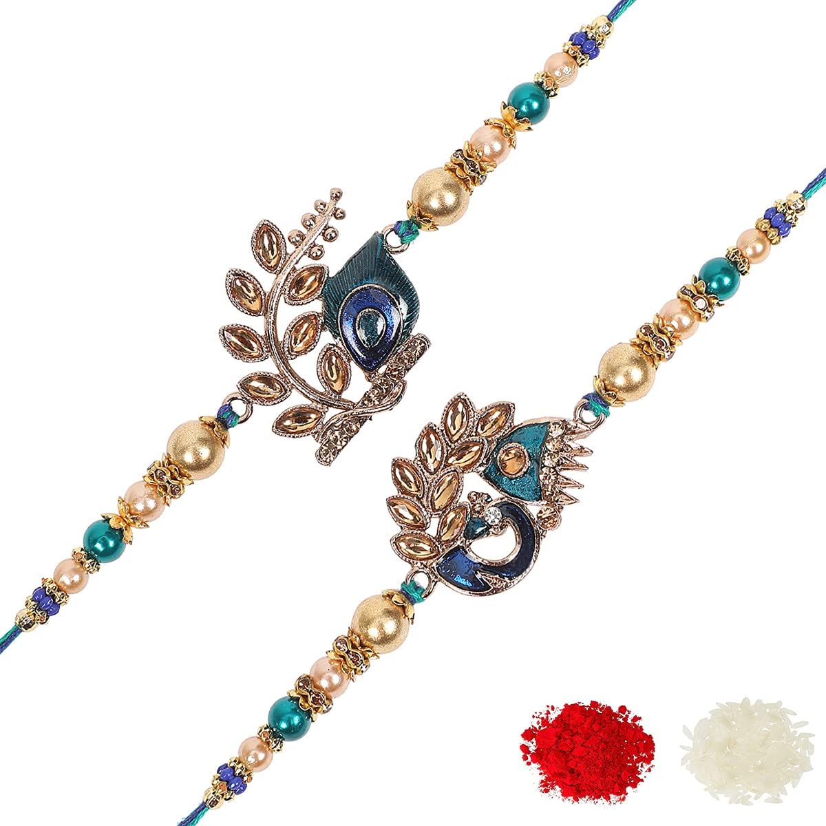 Riddhika Ventures Brother Rakhi with Greeting Card | Rakhi Thread | Rakhi Gifts for Brother, Sister, Bhaiya, Bhabhi for Indian Rakhi Raksha Bandhan Festival (Set of 2) (K2K3)