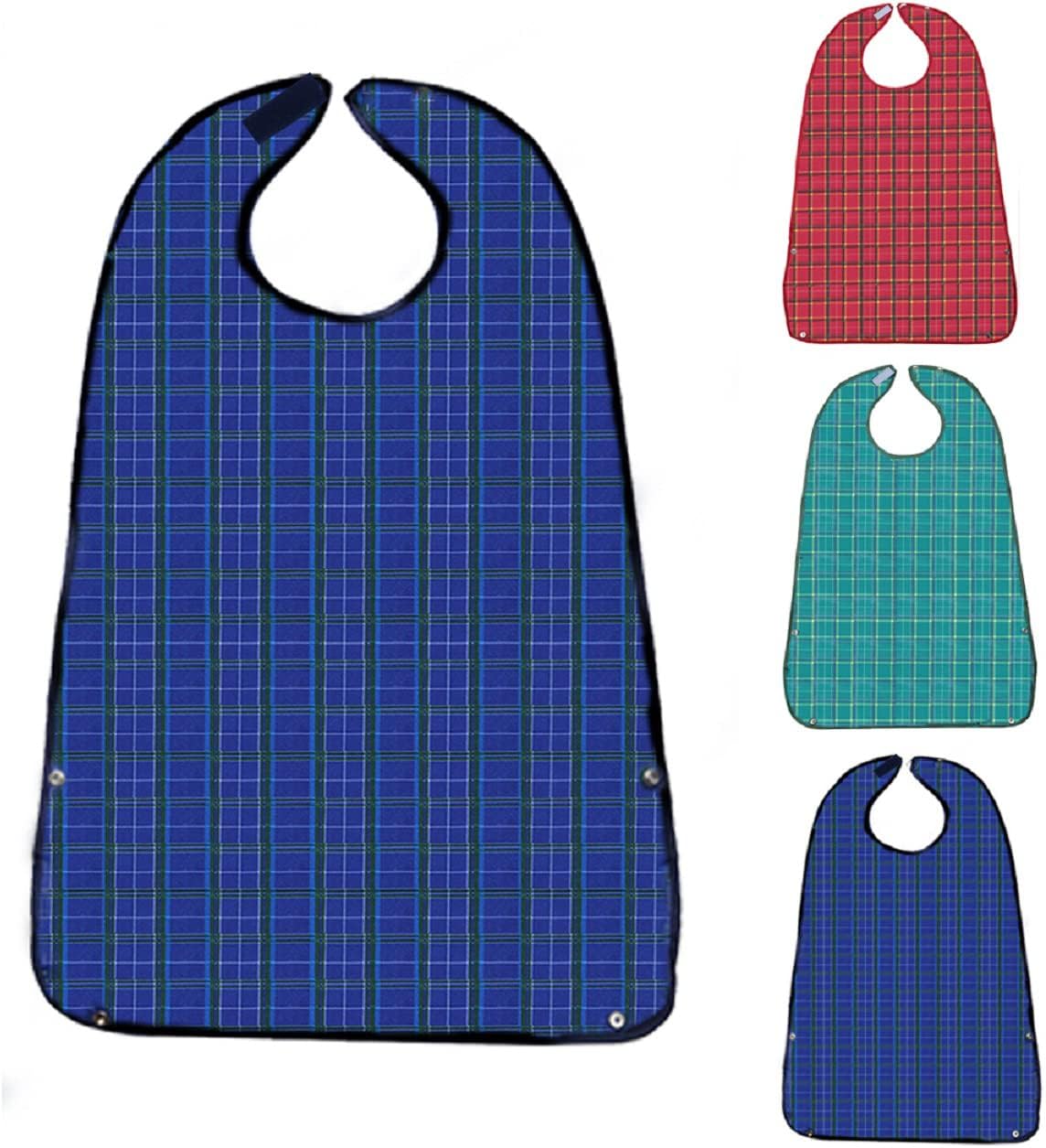 3 Pack Adult Bibs for Eating, Waterproof Clothing Protector with Crumb Catcher, Machine Washable Adult Bibs for men/women…