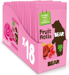 BEAR Real Fruit Snack Rolls - Gluten Free, Vegan, and Non-GMO - Raspberry – 36 Rolls, Healthy School And Lunch Snacks For Kids And Adults, 0.7 Ounce (Pack of 18)