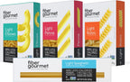 Fiber Gourmet Low Carb Pasta Variety Pack - Spaghetti, Rotini, Penne, Elbows - High Fiber, Keto Friendly, Non-GMO, Vegan, Kosher - Made in Italy with 48% Fewer Calories and Reduced Net Carbs