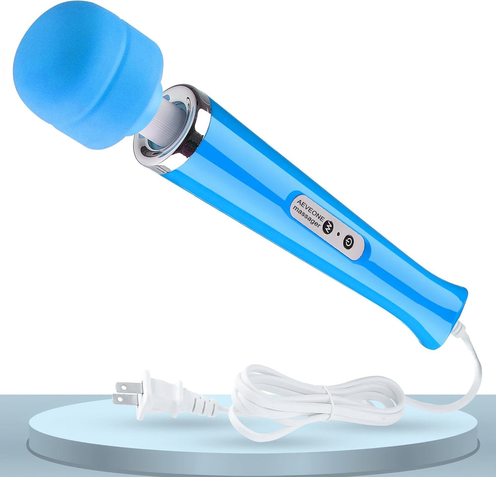 Wired Powerful Handheld Wand Massager, Strong Personal Vibration Massage for Sports Recovery, Back Muscle Aches, Whole Body Pain (Blue)