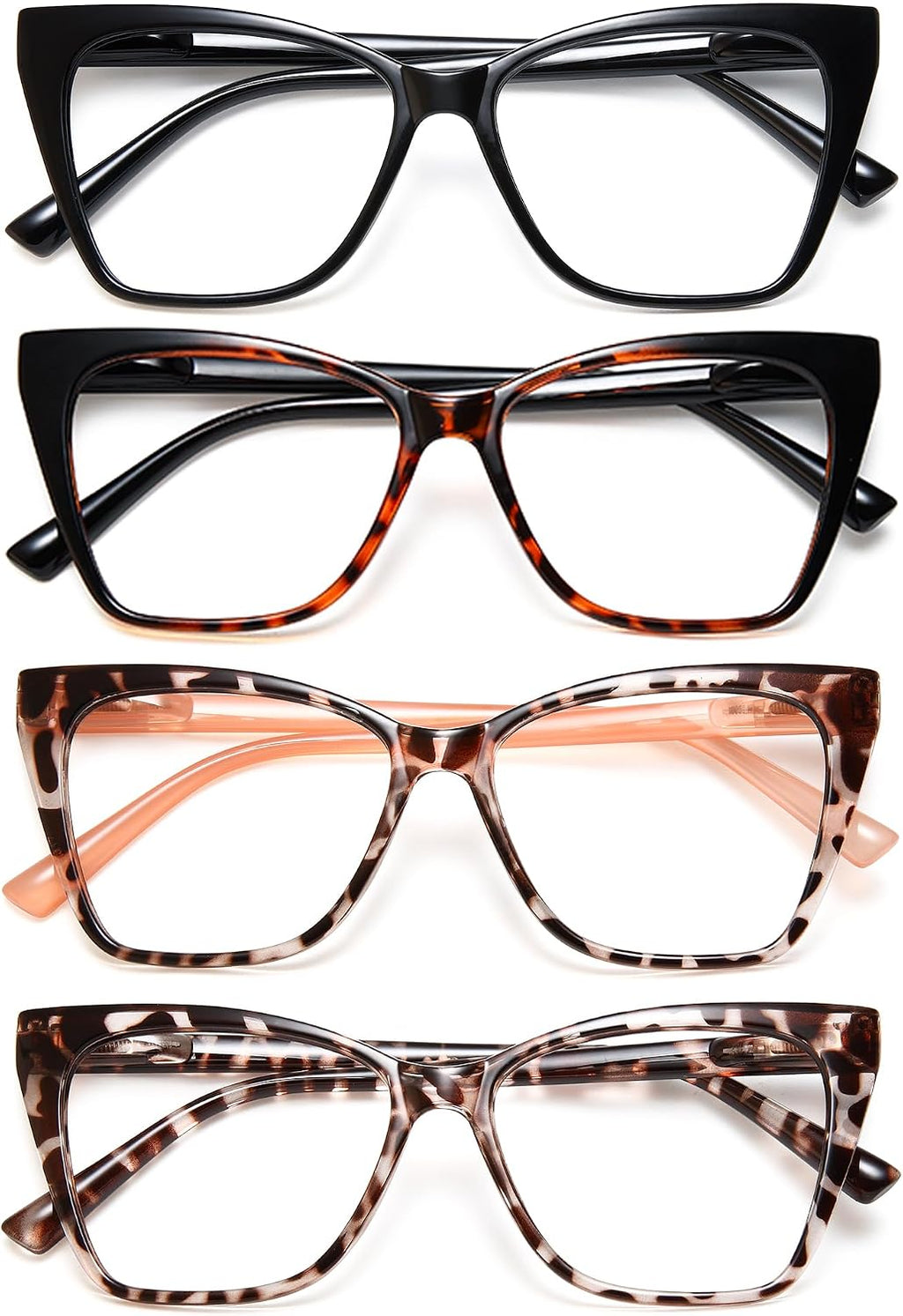 EYEURL 4-Pack Cat Eye Reading Glasses for Women Blue Light Glasses Stylish Computer Readers for Women
