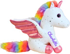 Personalized Stuffed Animal, Unicorn Plush with Rainbow Mane & Pink Wing, Customized Stuffie with Kids’ Name, Kids' Memorable Birthday