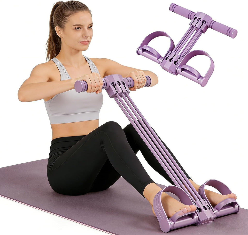 Pedal Resistance Band with Handle, 6-Tube Multifunction Stretching Workout for Abdomen Waist Arms Legs Training (Purple)