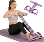 Pedal Resistance Band with Handle, 6-Tube Multifunction Stretching Workout for Abdomen Waist Arms Legs Training (Purple)