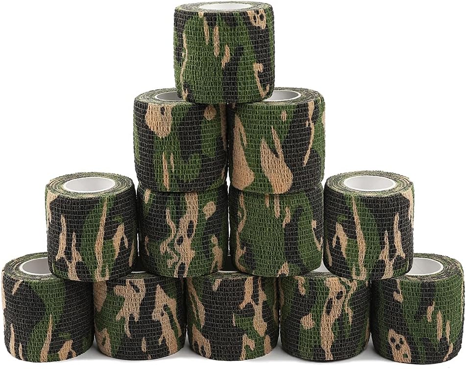 12 Pack Self Adhesive Bandage Wrap, Camouflage Cohesive Tape