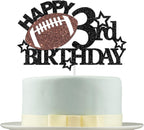 Football Happy 3rd Birthday Cake Topper - Football/Sport Theme Birthday Party Decorations for Boys - Three Years Birthday Party Supplies