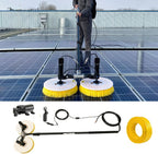 Electric Photovoltaic Panel Cleaning Tool, Water Fed Pole Kit with Carbon Fiber Telescopic Rod, 65cm Round Brushes, 17m Cable/29m Water Pipe Line, Plug in,7.5M