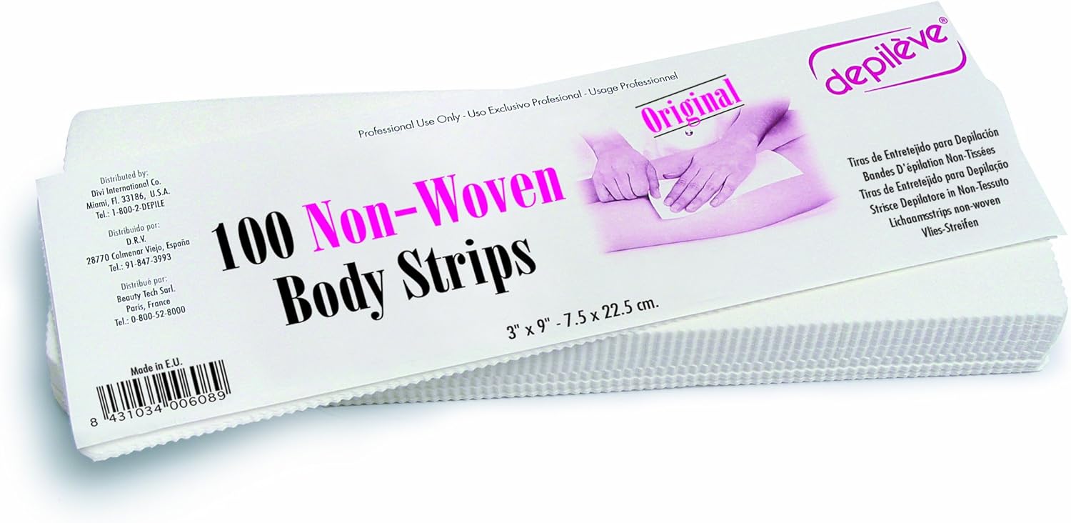 Depileve Body Wax Strips - Hair Removal Waxing Strips for Legs, Arms, Underarms and Bikini - Nonwoven - Pack of 100