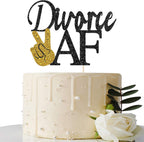 Maicaiffe Black Glitter Divorce AF Cake Topper - Divorce Party Sign - Broken Up, Free at Last, Bye Felicia, Newly Unwed Divorce Party Decorations