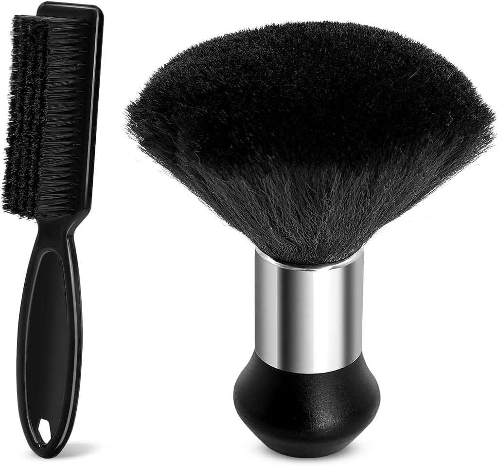 Barber Brush and Neck Duster Set - 2 Piece Professional Barber Brush Neck Duster for Hair Cutting, Cleaning, Hair Stylist Tools and Salon Supplies