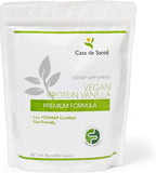 Casa de Sante Vegan Protein Vanilla - GLP-1 Support Low FODMAP Gut Friendly Plant Protein Powder - 21g Protein - MD PhD Formulated - Pea Hemp Sacha Inchi - 16 oz